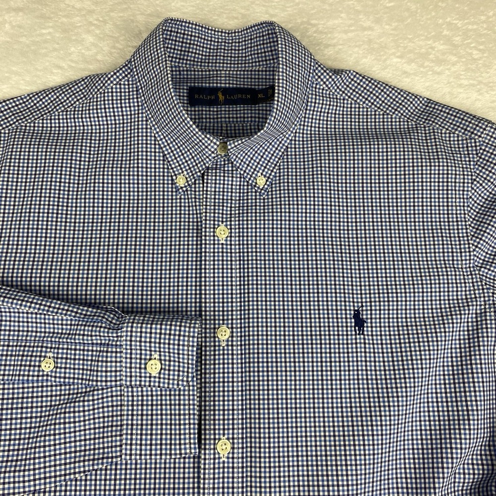 Ralph Lauren Shirt Mens XL Blue Checks Regular Fit